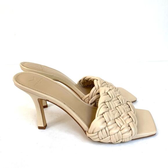 Marc Fisher Draya Braided Square Toe Heels 10 Cream - Picture 4 of 10